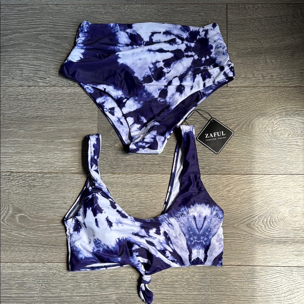 Zaful Deep Purple Tie-Dye Bikini Set